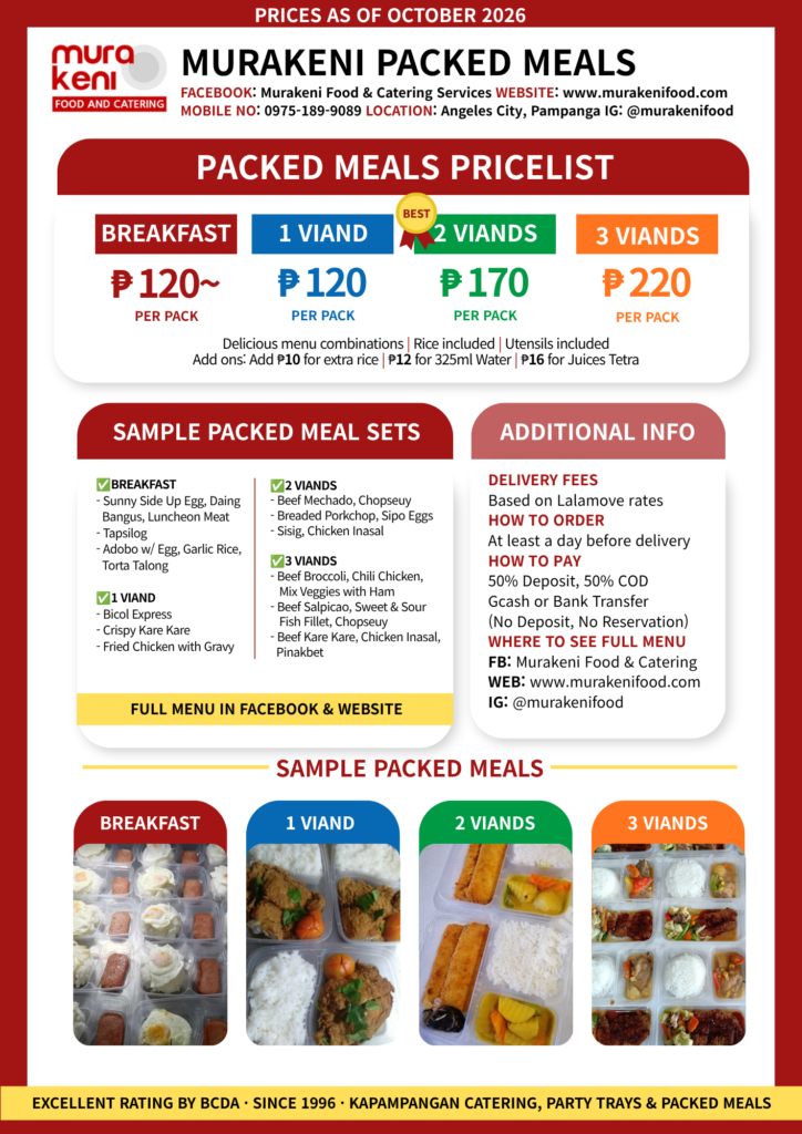 Packed Meals Pricelist by Murakeni